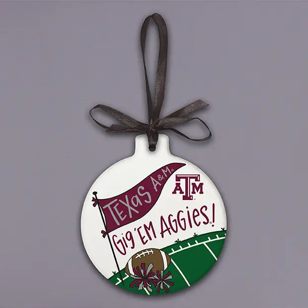 Texas A&M Ornament - Stone "Gig 'Em"
