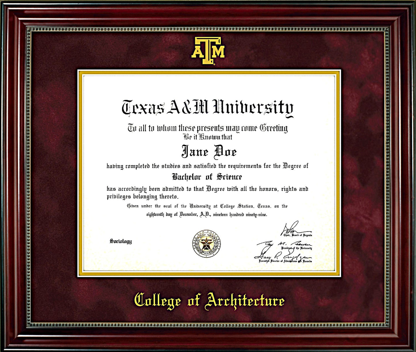 ARCHITECTURE FRAME: Beaded Cherry Maroon Mat with Embossed ATM