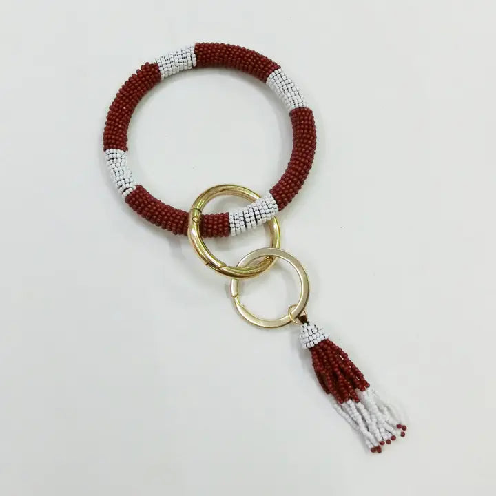 Maroon & White Bracelet Keychain