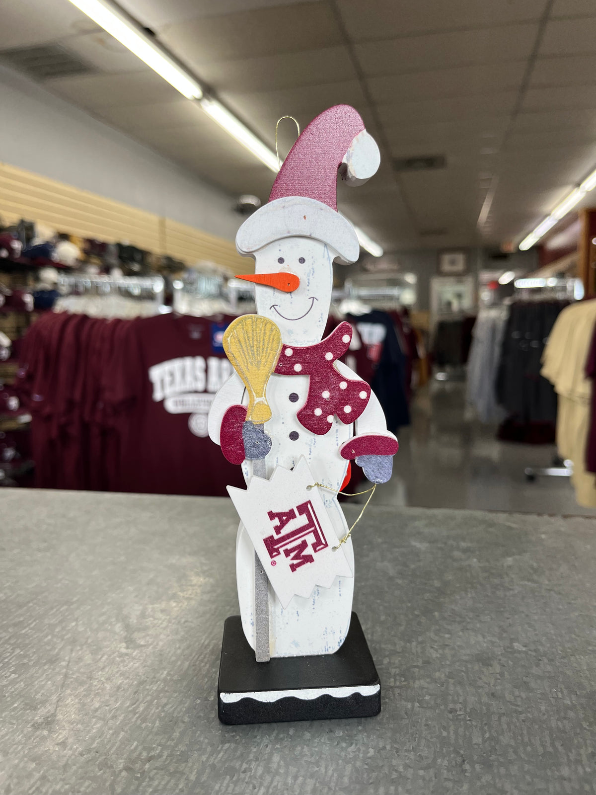 Texas A&M Snowman Ornament with Broom - TXAG Store