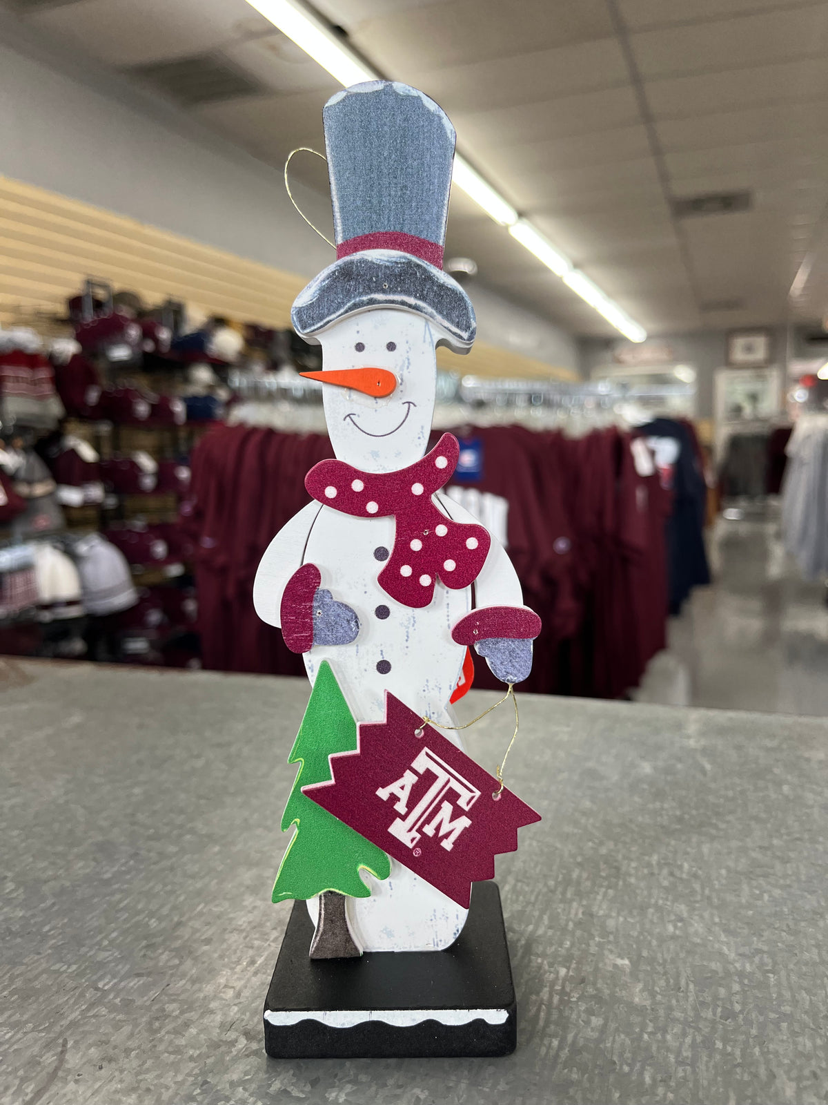 Texas A&M Snowman Ornament with Tree - TXAG Store
