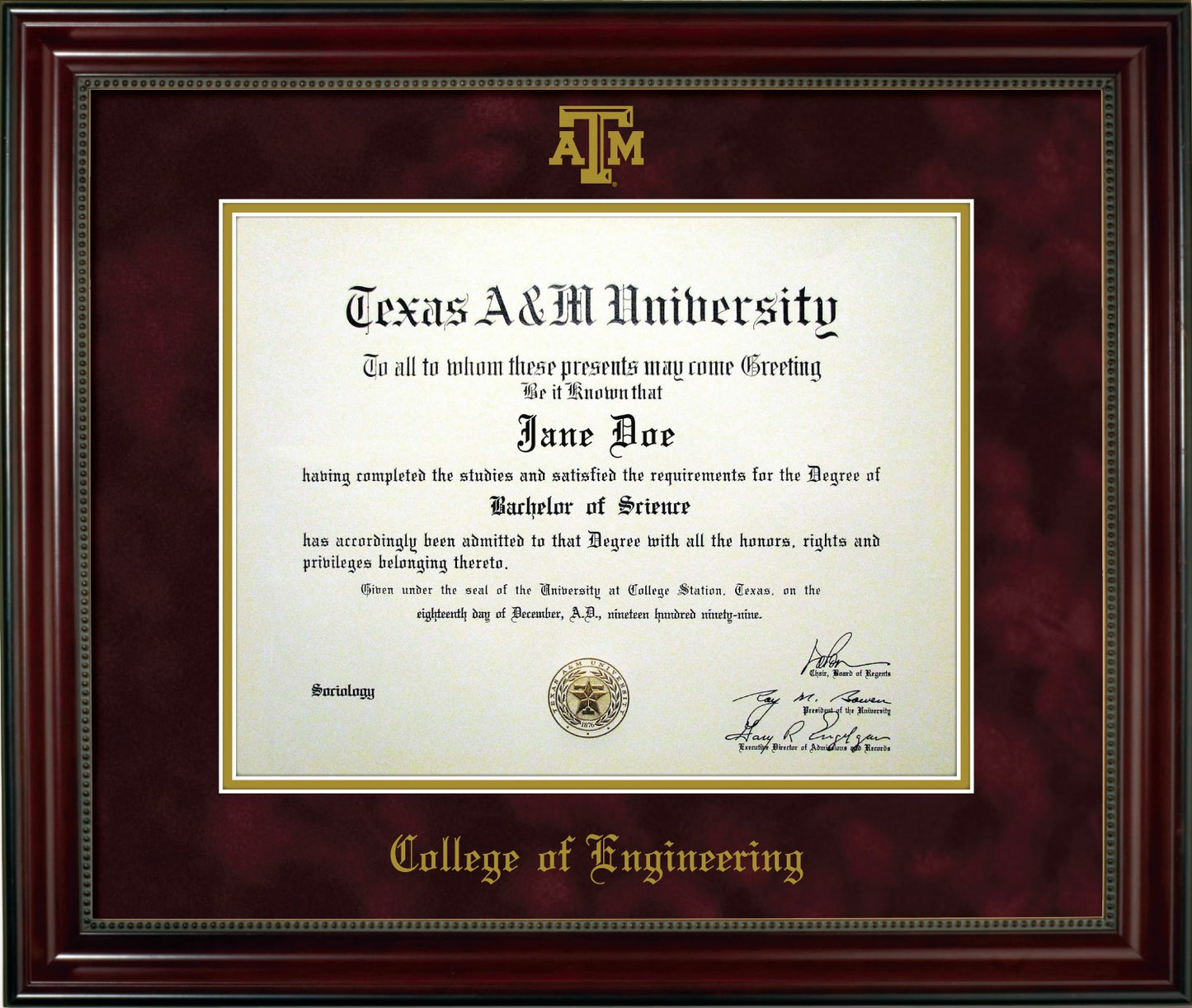 ENGINEERING FRAME: Beaded Cherry Maroon Mat with Embossed ATM