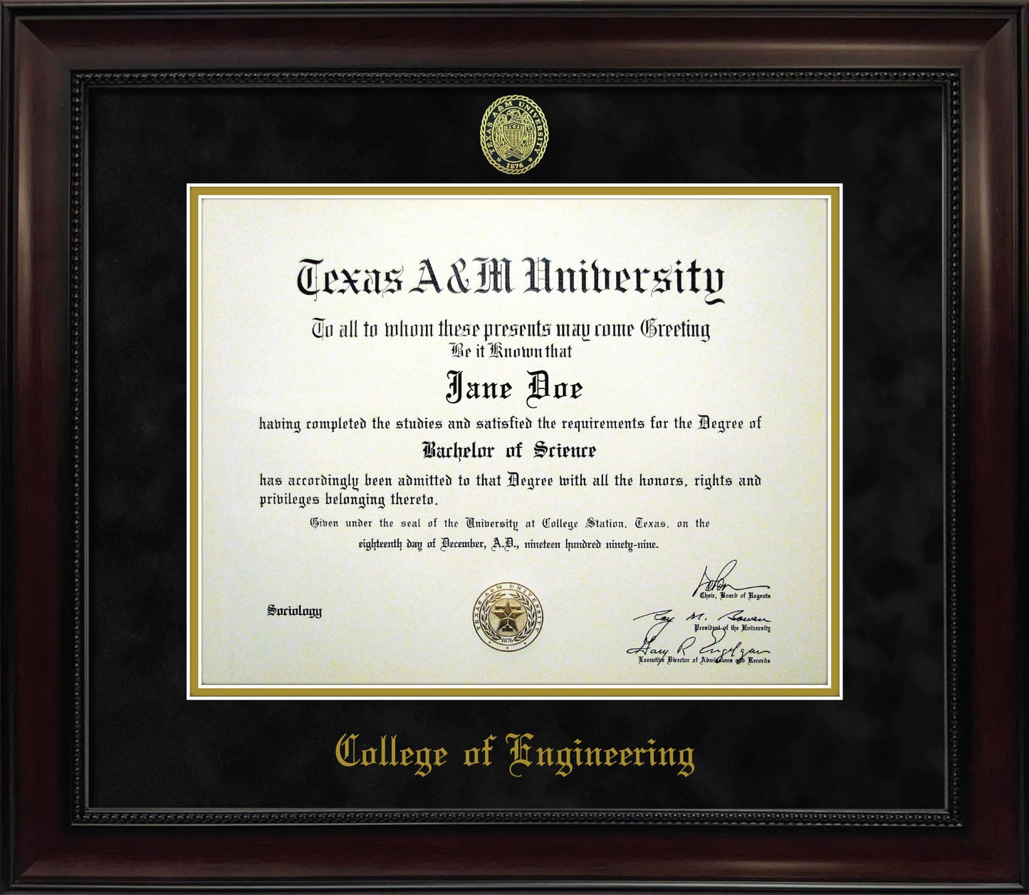 ENGINEERING FRAME: Dark Beaded Mahogany w/ Black Mat & Ring Crest Seal