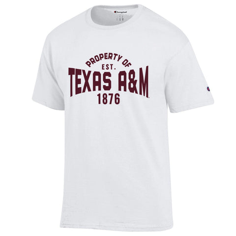 Youth White Athletic Tee by Champion - Property Of Aggie Athletics