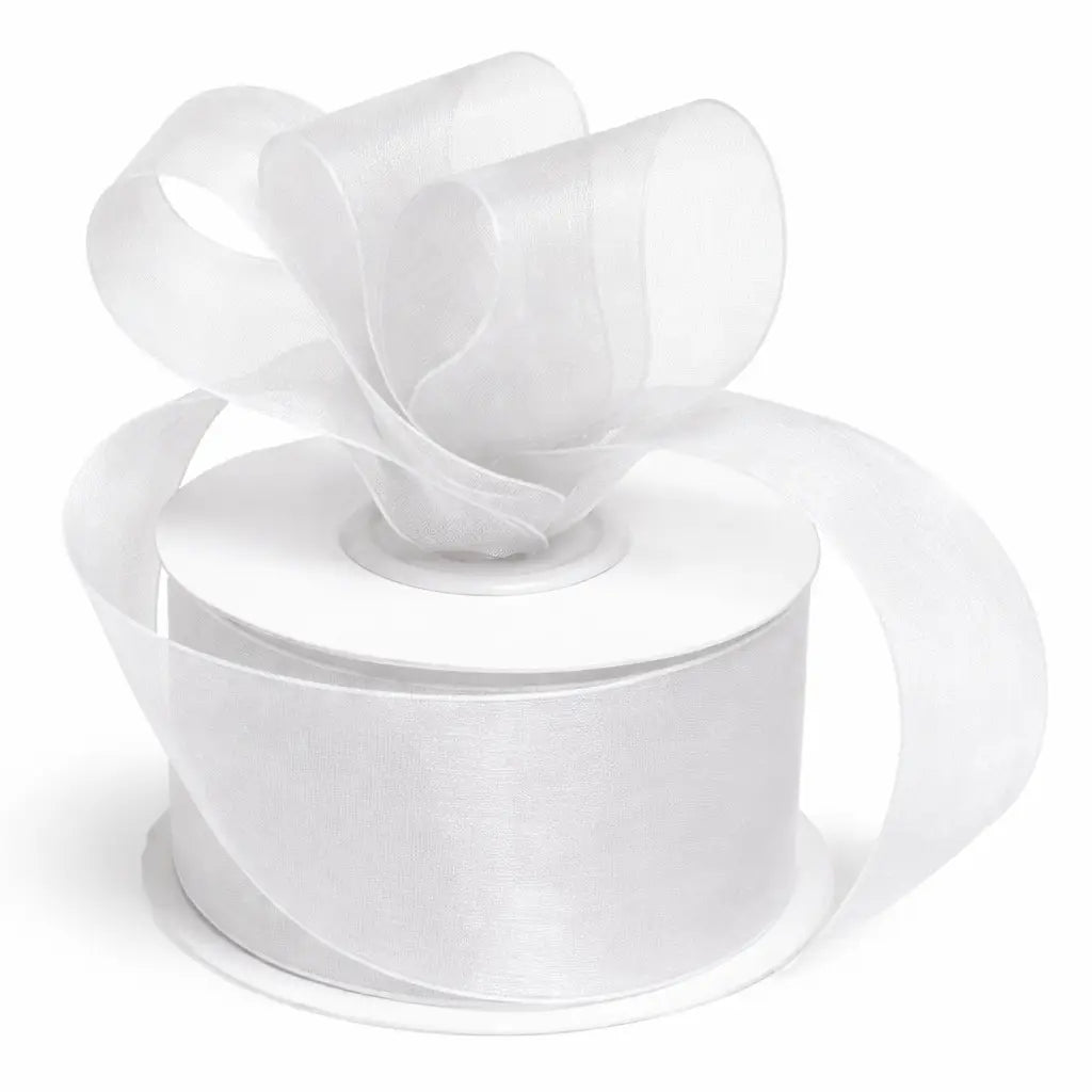 1-1/2 Inch White Sheer Organza Ribbon Spool (10 Yard Roll) - TXAG Store