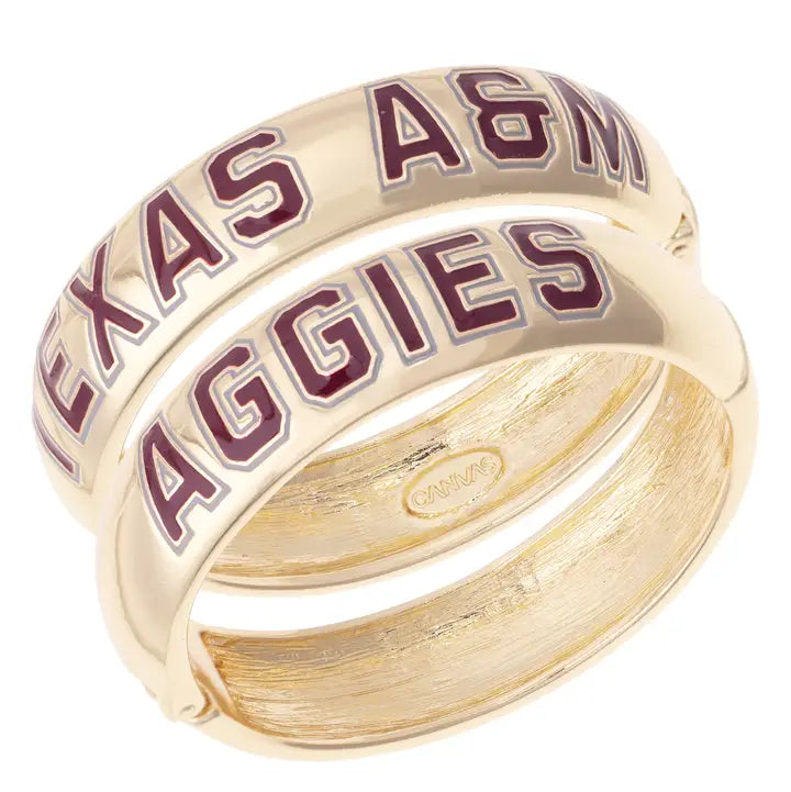 Texas A&M  Polished Metal Hinge Bangle - TXAG Store 
