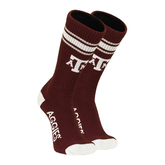 Throwback Tall Socks (Maroon/ White/ Grey) - TXAG Store 
