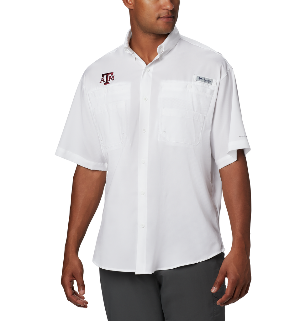 Men's Columbia White Houston Texans Tamiami Omni-Shade Button-Down Shirt