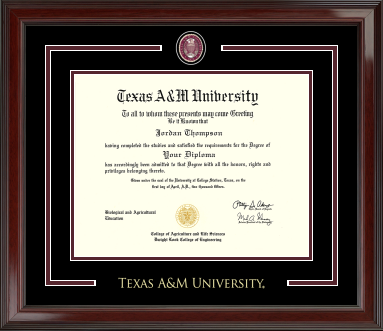 Showcase Edition Diploma Frame in Encore with Black and Maroon Mat