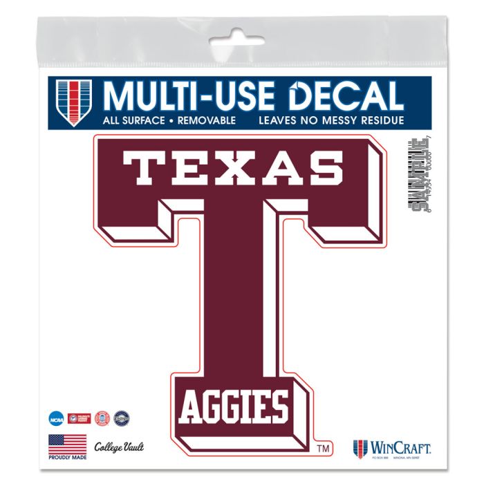 TEXAS AGGIES MULTI USE DECAL 6" X 6"