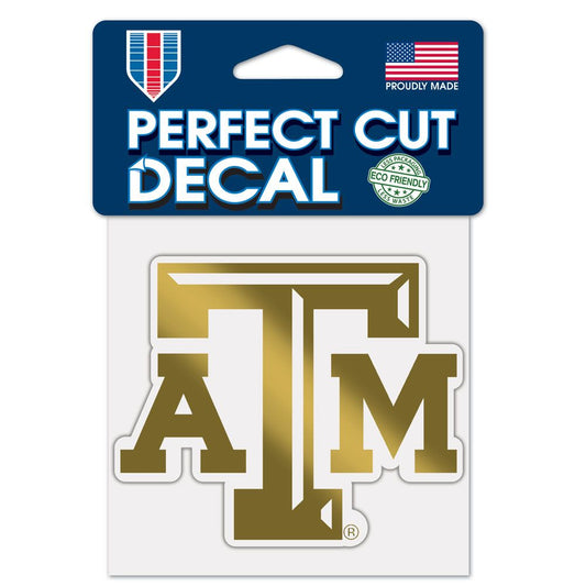 GOLD METALLIC ATM PERFECT CUT WHITE DECAL 4" X 4"