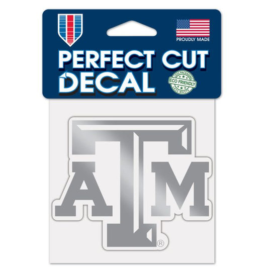 SILVER METALLIC ATM PERFECT CUT WHITE DECAL 4" X 4"