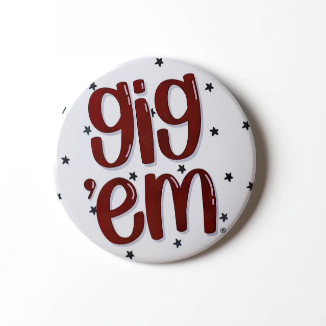 Gameday Button - Gig 'Em Stars White