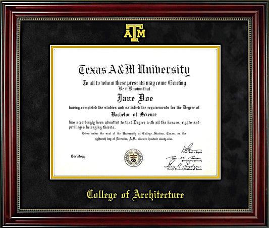 College of Architecture Diploma Frame: Beaded Cherry/Black Mat/ ATM