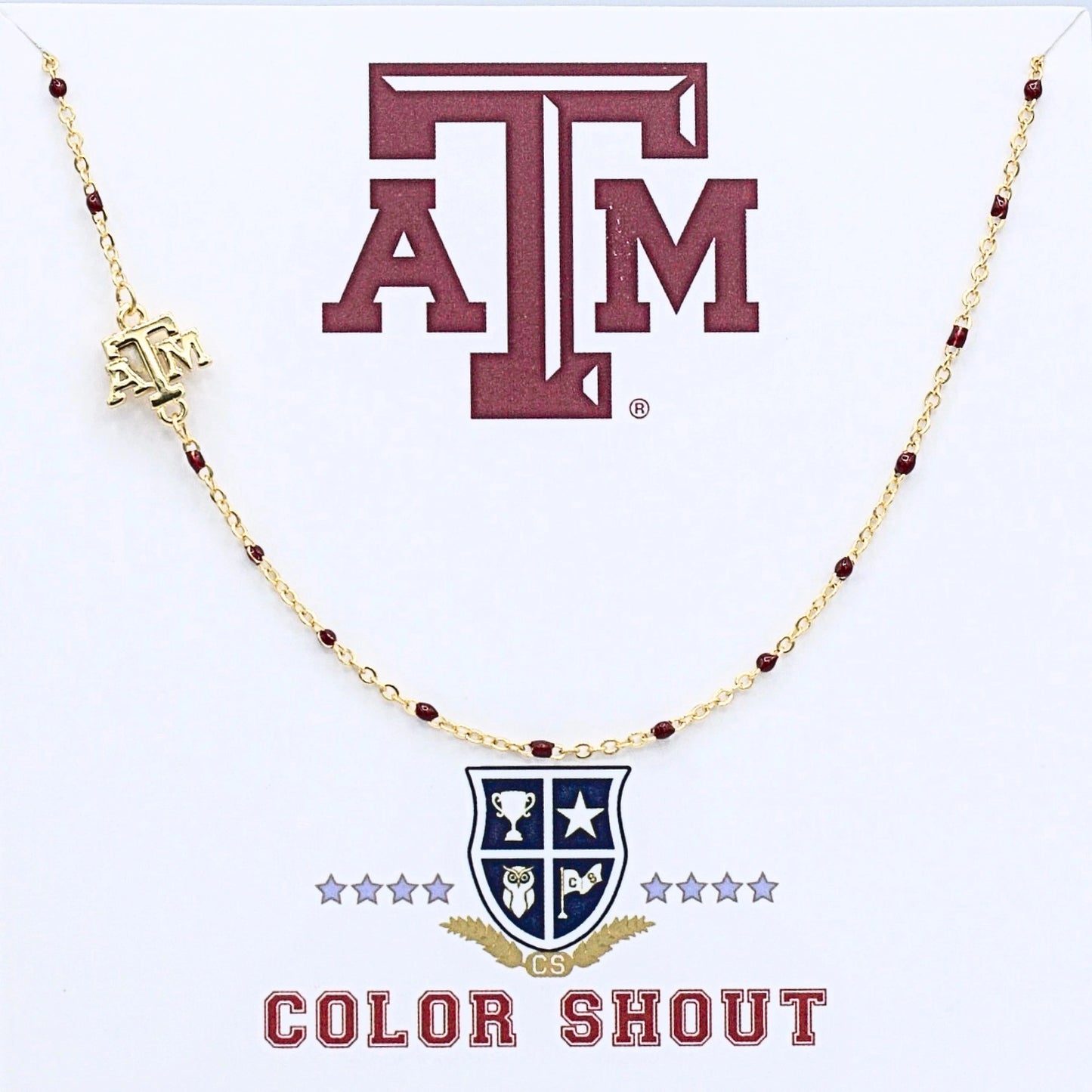 Texas A&M Enamel Bead Necklace