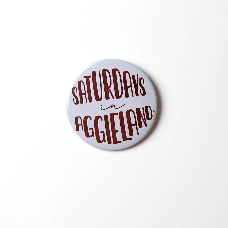 Gameday Button - White Saturdays in Aggieland
