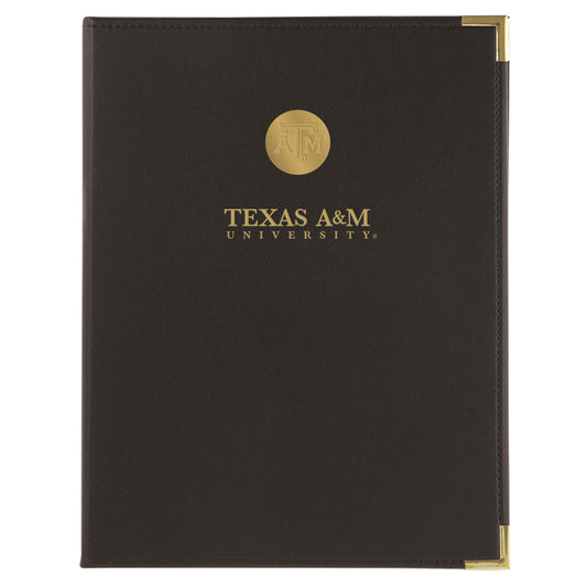 Black Classic Padfolio w/ ATM Medallion and Debossed Texas A&M University