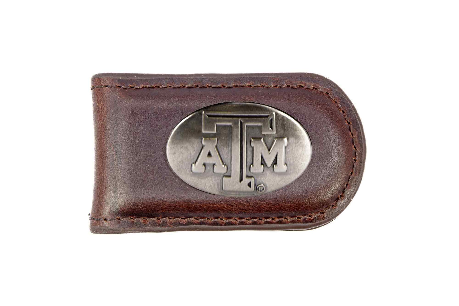 Texas A&M Brown Leather Money Clip - TXAG Store 
