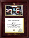 Double Frame-Beaded Cherry, Maroon Mat, with Ring Crest Medallion & A&M Icons Photo Collage