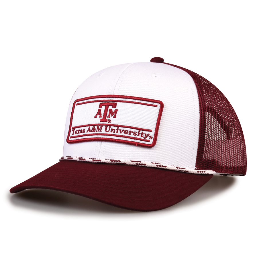 The Game Cap - White/Maroon Rectangle Patch w/ Mesh Back
