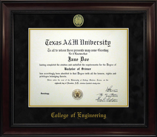 ENGINEERING FRAME: Dark Beaded Mahogany w/ Black Mat & Ring Crest Seal