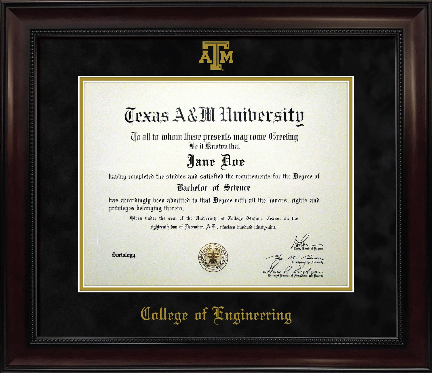 ENGINEERING FRAME: Dark Beaded Mahogany w/ Black Mat & Block ATM (CUST ...