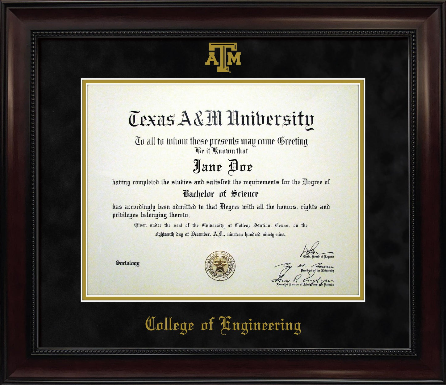 ENGINEERING FRAME: Dark Beaded Mahogany w/ Black Mat & Block ATM