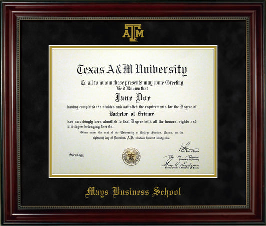 MAYS BUSINESS SCHOOL FRAME: Beaded Cherry Black Mat w/ Block ATM