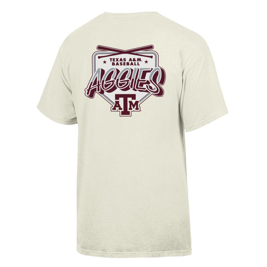 Texas A&M Baseball Tee - Bats - Parchment Comfort Wash ***