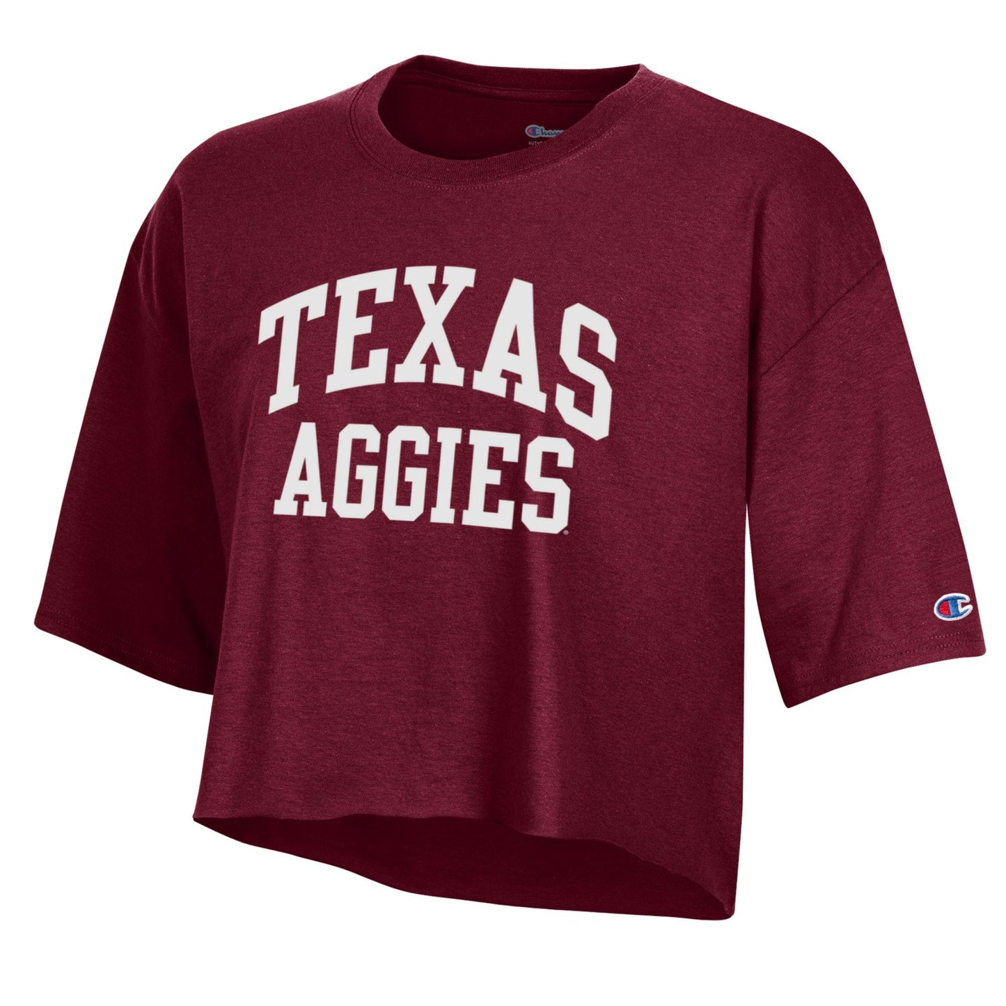 Women's Boyfriend Crop Tee - Maroon Texas Aggies