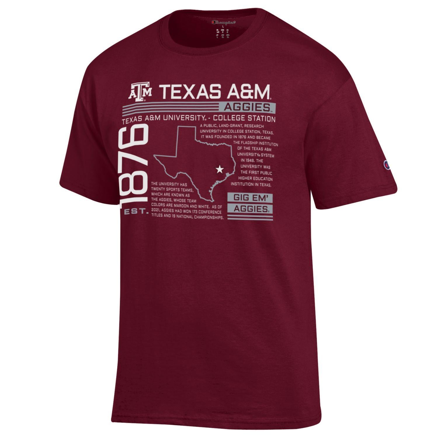 1876 - Texas A&M Description Tee*** – TXAG Store