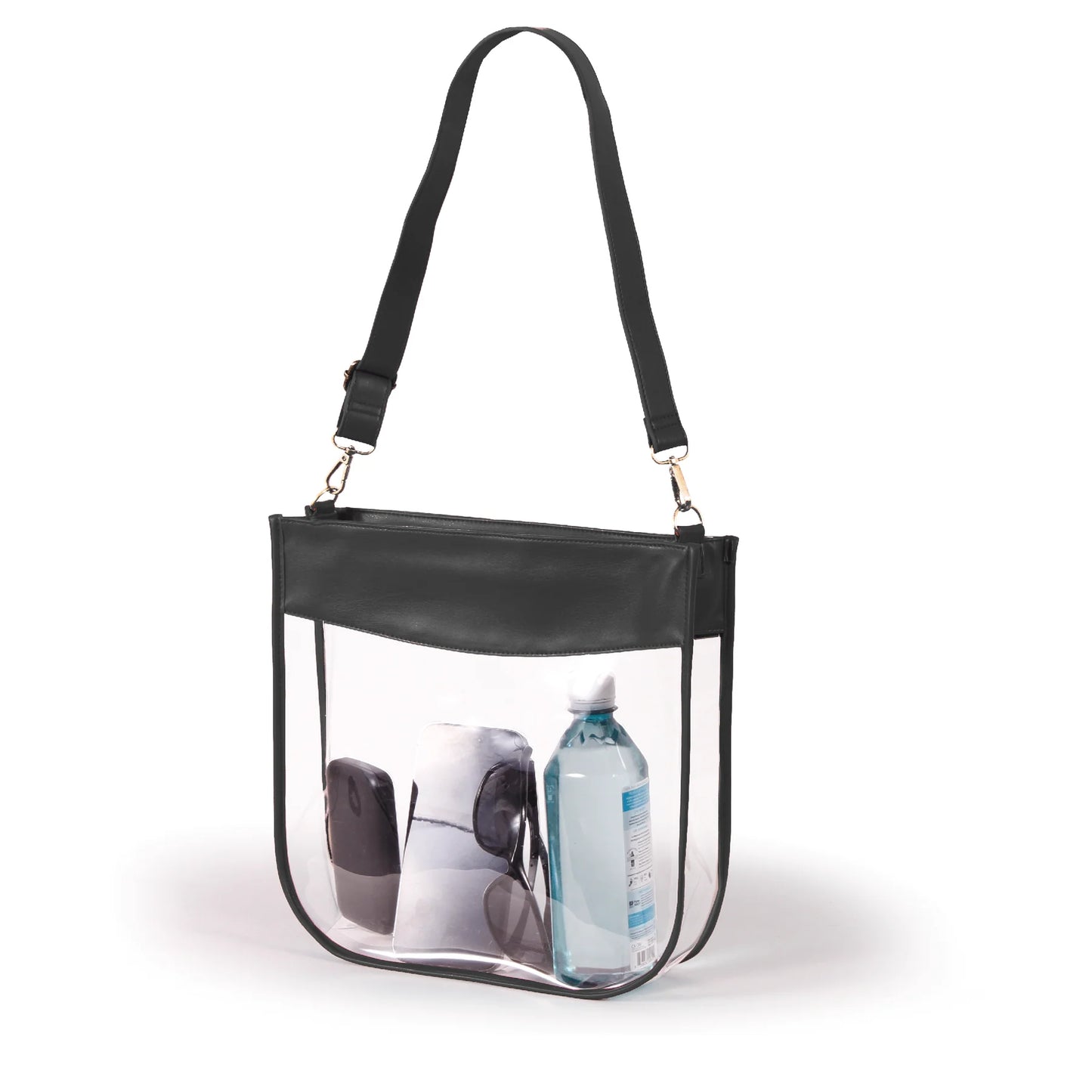 Large Clear Purse with Zipper - Black