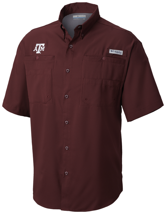 Columbia Maroon Tamiami Fishing Shirt - TALL