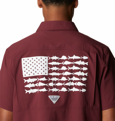 Columbia Maroon Tamiami Fishing Shirt